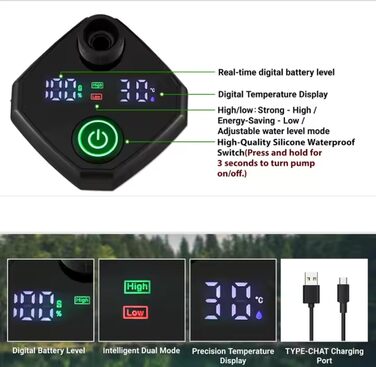 Портативна душова кабіна для кемпінгу HowseHold 6000 mAh з акумулятором, USB-C, регульований тиск, для відпочинку на природі, фестивалів, походів та подорожей
