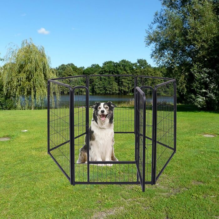 Набір вольєрів для собак SUBTLETY (6 шт.) з дверима та ґрунтовими анкерами. Freilaufgehege, загородження для собак, вольєр для цуценят, портативний вольєр для тварин, для саду та кемпінгу. Стійкий до погодних умов.