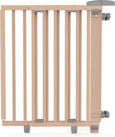 Захист для сходів Geuther Oris | Дверний замок для сходів з кріпленням, ширина 67-95 см | Дверний замок з розсувною дверцятами | Дерев'яне дитяче захисне ворота, натуральний лак 67-95 см