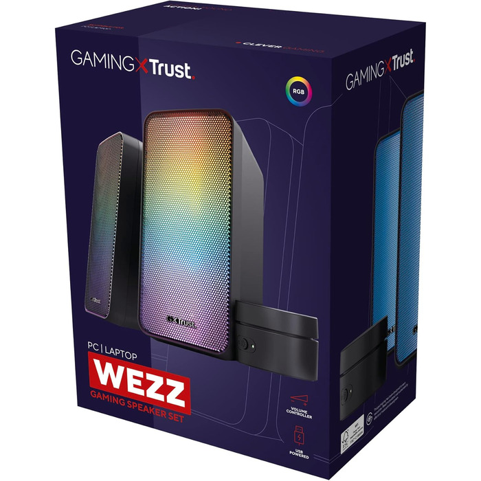 Комп'ютерні колонки Trust GXT 606B Javv 2.0 з RGB підсвічуванням, 12W (6W RMS), USB, чорний колір