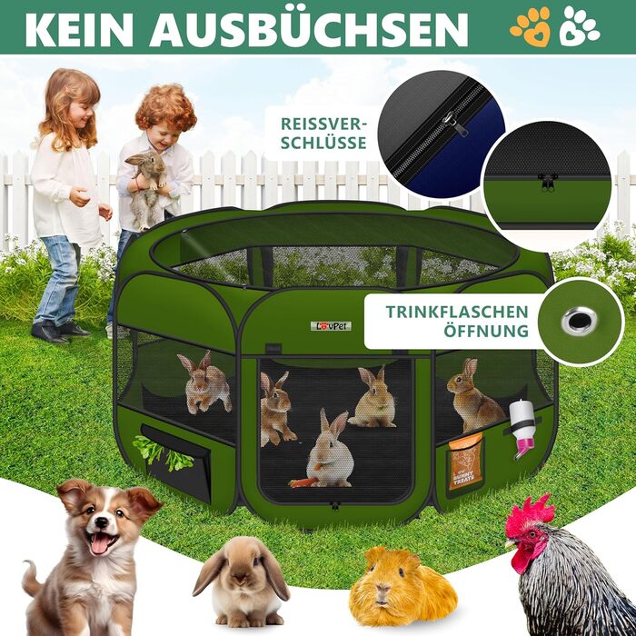 LOVPET® Foldable Pet Playpen - Indoor/Outdoor Dog & Cat Enclosure with Bowl & Fleece Blanket - Oxford Fabric Pop-Up System