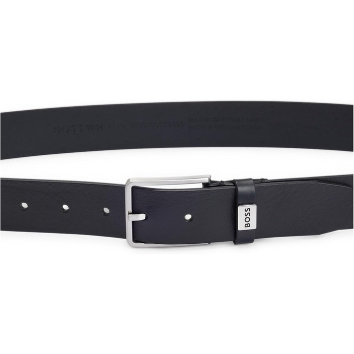 Чоловічий шкіряний ремінь BOSS Elio з логотипом, чорний