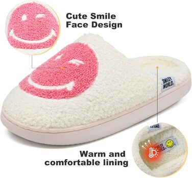 Тапочки домовик SMILEYWORLD® для жінок та чоловіків з меморі-піною, теплі, пухнасті, плюшеві, для дому, рожеві, білі, 38/39 EU