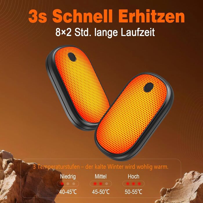 Електричні грілки для рук 2 шт. (5000mAh), компактні, швидкий нагрів, USB, для спорту, кемпінгу, туризму, чорні