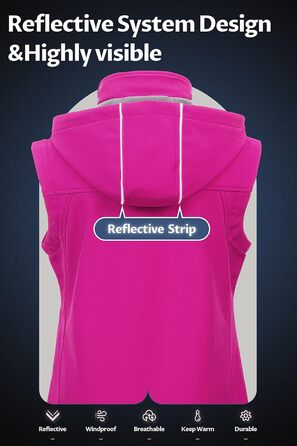 Легка софтшеллова жилетка CREATMO для жінок, вітронепроникна, з віднімною капюшоном, фіолетовий, XS