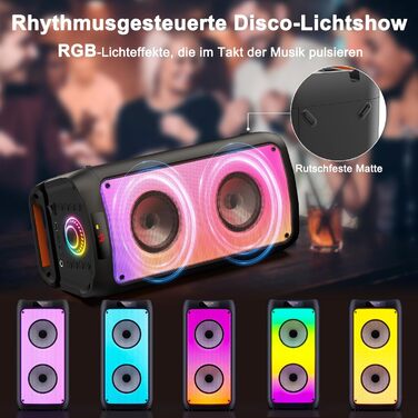 Караоке-машина JYX з 2 мікрофонами, портативна Bluetooth колонка з RGB-підсвіткою, караоке система для дому, вечірок, PA-система для дорослих, Party Box, підтримка TF/USB, AUX, FM, Rec, TWS, чорний