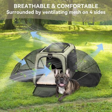 Транспортна сумка для котів та собак Petsfit, розширювана переноска з плечовим ременем, сумка-переноска для собак та котів, авіапереноска, оксфордська тканина, S/Зелений/Двосторонній Зелений L/Двосторонній