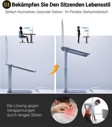 Регульований підставка для ноутбука: для офісу, дому, DJ-контролера. Підходить для MacBook та ноутбуків 13-16.5 дюймів. Сірий колір.