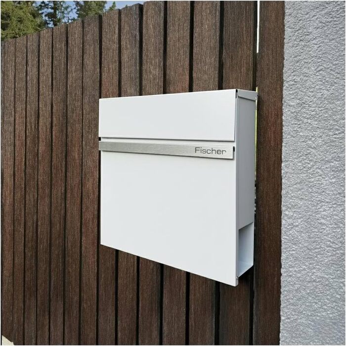 Поштовий ящик Metzler з газетницею Anthrazit (антрацит) - персоналізований з табличкою з нержавіючої сталі V2A - порошкове покриття RAL 7016. Настінний поштовий ящик з газетницею Stelio (RAL 9016)