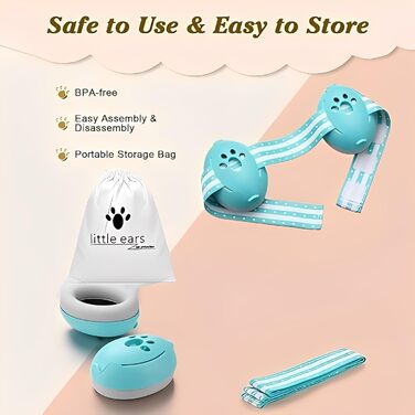 Навушники для захисту від шуму для малюків 0-36 місяців, блакитні. Регульоване антиковзне наголов'я, ідеально підходять для сну, подорожей та повсякденного використання.