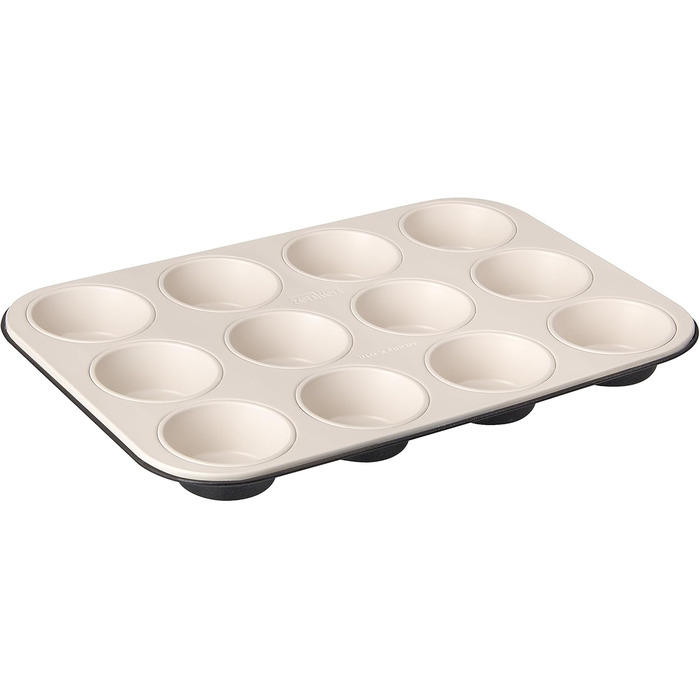 Zenker 12-Cup Muffin Tin Ø 7 cm CREME NOIR, Muffin tin made of steel sheet, baking sheet with ceramic-reinforced non-stick coating (Color: Crème/Anthracite), Quantity: 1 piece