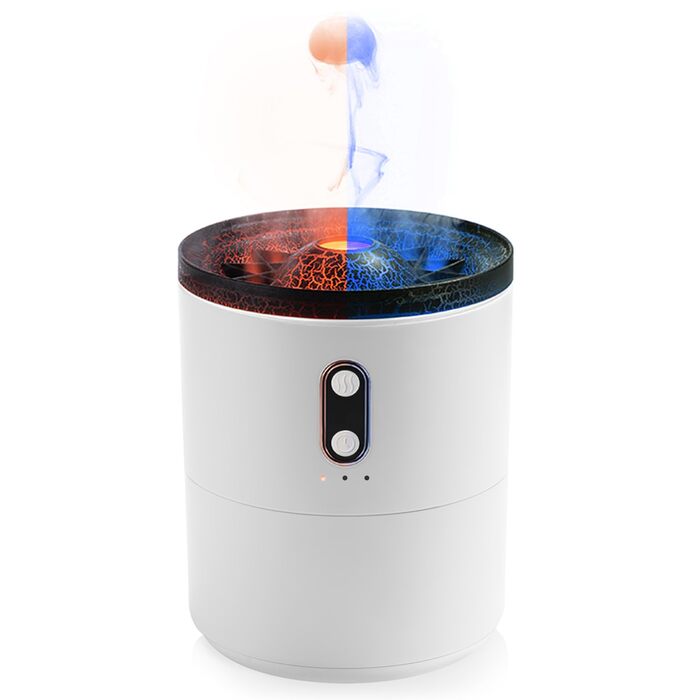 Зволожувач повітря Vulkan з аромадифузором: 300 мл, 2 режими, керування від пульта, нічне підсвічування, холодний пар, для дому та спортзалу, білий