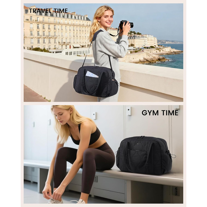 Спортивна сумка LOVEVOOK для жінок, 20L, чорна: зручна дорожня та фітнес-сумка, Wickeltasche, водонепроникна, ручна