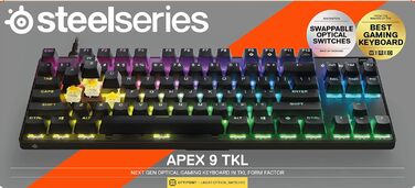 SteelSeries Apex 7 - Механічна ігрова клавіатура з OLED дисплеєм - QWERTZ (оптичні перемикачі, TKL, американська клавіатура)