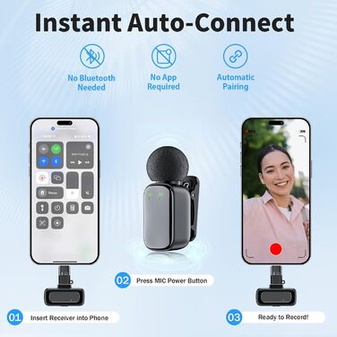 Беспроводной петличный микрофон для телефона/iPhone/iPad/камеры, мини-микрофон для стриминга, подавление шума, Plug & Play, идеален для видеосъемки, подкастов, YouTube, TikTok и интервью (S7)