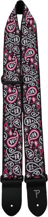 Гітарний ремінь Perri's Leathers з нейлону з жаккардовим малюнком троянд та черепів (бежевий, регульований) - для акустичної, бас та електрогітари, зроблене в Канаді