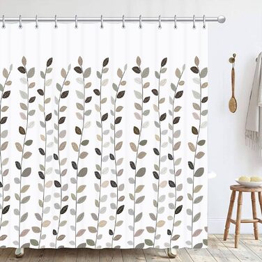 Штора для душу 180x180 см з квітами, антигрибкова, водонепроникна, швидковисихаюча, поліестер, з 12 кільцями