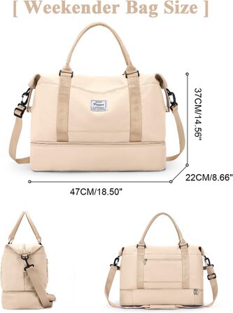 Спортивна сумка для подорожей та фітнесу, водонепроникна, з відділенням для взуття, 47x37x22 см (38л)