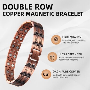 Браслет BioMag з міді для чоловіків: зняття болю при артриті, терапія, регульований розмір, подарункова коробка