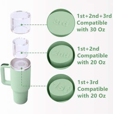 Силіконові форми для льоду з кришкою та контейнером Fu Store, для склянок 850-1134 мл, набір 3 шт, для коктейлів, віскі, напоїв, соку, кави, легке наповнення (30 oz, зелений)