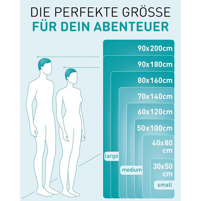 Рушник з мікрофібри Fit-Flip - компактний, легкий, швидковисихаючий - для подорожей, спорту, пляжу - великий, 50x30 см та 100x50 см (Petrol Blue)