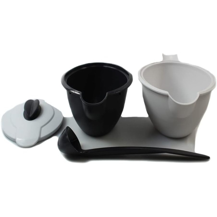 Термосоусник Tupperware Thermo-Duo 400 мл, сірий/білий, з ложкою, для подачі соусів, ізотермічний посуд