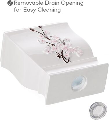 Набір аксесуарів для ванної кімнати Creative Scents – 4 предмети (дозатор мила, тримач для зубних щіток, чашка, мильниця) з декором 'Квітка вишні'