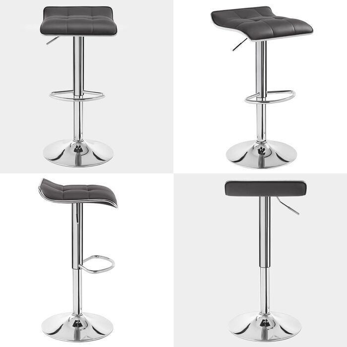 WOLTU Adjustable Bar Stools 2-Pack - Metal Frame, 360° Swivel, Footrest, Faux Leather - Perfect for Bar, Kitchen, Counter, Cafe