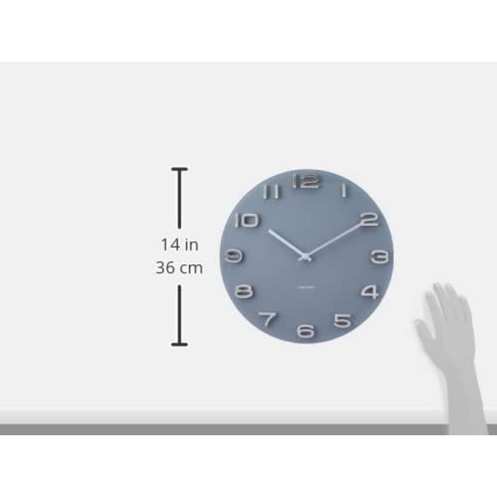 Karlsson Vintage Wall Clock - Grey - Ø35cm - Round - Glass - Modern Living Room Wall Clock - Wall Clocks