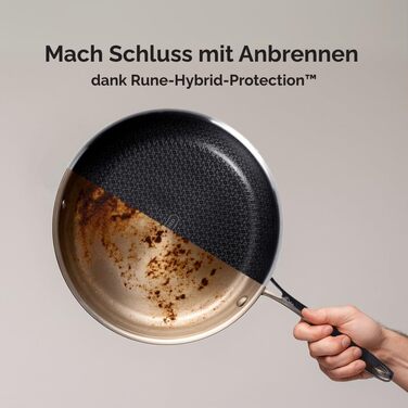 Пан з нержавіючої сталі NYORD - антипригарне покриття, з гранульованою поверхнею, для плити та духовки, з кришкою, 24 см