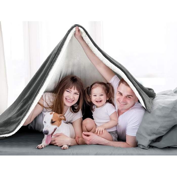 Плед Sherpa від Utopia Bedding, сірий, 200 x 150 см: теплий, м'який, двосторонній плед з плюшевого флісу для ліжка, дивана, кемпінгу та подорожей