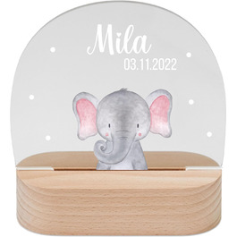 Wonderwish - Personalized Night Light for Babies - Individual Nightstand Lamp for Children - Personalized Gifts for Kids - Baby Gift - Newborn Gift (Elephant)