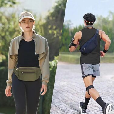 Чоловіча та жіноча поясна сумка на пояс, бананка, водонепроникна, для спорту, подорожей, кемпінгу, фітнесу, бігу (чорна)