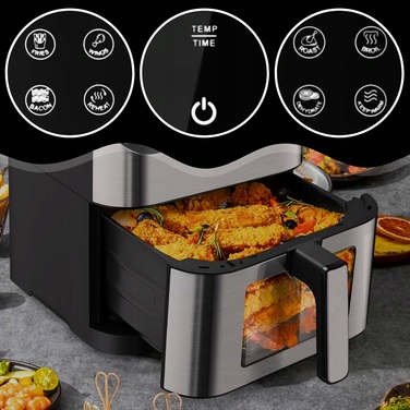 Аерофритюрниця MEMFLOW 8 л, 1800 Вт, 12 програм, сенсорне керування