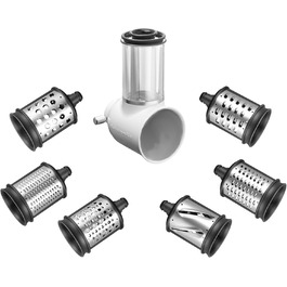 KitchenAid KSMVSA + KSMEMVSC Vegetable Chopper Set, Stainless Steel, Silver, White, 7-Piece