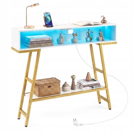 Консольний столик Costway, білий з матовим золотом, 100 x 86,5 x 20 см