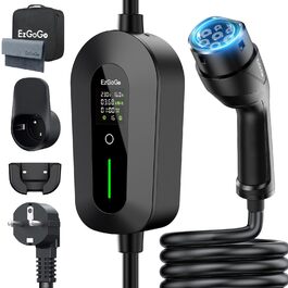 Кабель для зарядки електромобіля EzGoGo Type 2 Schuko 3.68 кВт, 10 м, 1 фаза, 6-16A, з LCD-дисплеєм та захистом IP65