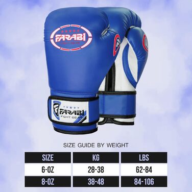 Дитячі боксерські рукавички Farabi Sports 8oz/6oz - для боксу, ММА, муай-тай, кікбоксингу, спарингу та тренувань (блакитні)