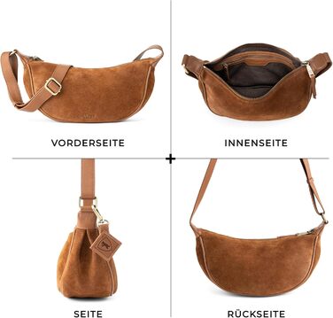 Сумка через плече Berliner Bags Luna, шкіряна жіноча напівмісяць, коричнева замша