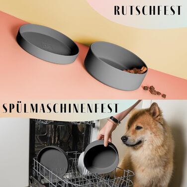 Миска для собак Ne&no® Silikon Fress 1200 мл, сірий графіт, з кришкою, антиковзаюча
