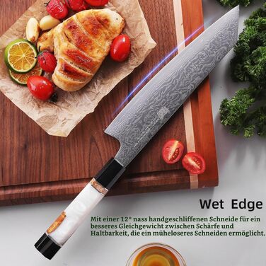 Кухонний ніж Kiritsuke FINDKING серії BLACK-ROSE з дамаської сталі, 23 см