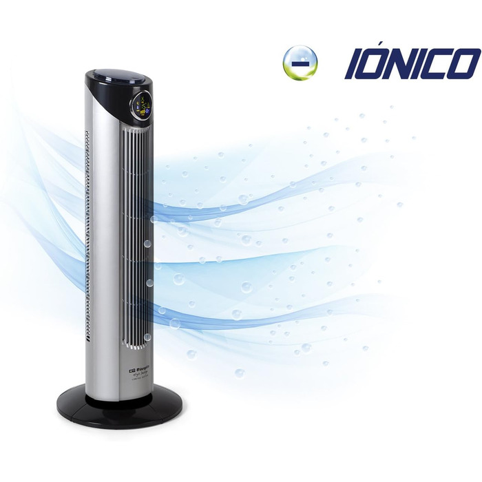 Турбовентилятор Orbegozo TWM 1015 з пульта дистанційного керування, 3 режими, LED дисплей, таймер, 3 швидкості, тихий, поворот 80°, 45W, сірий/чорний (89 см.)