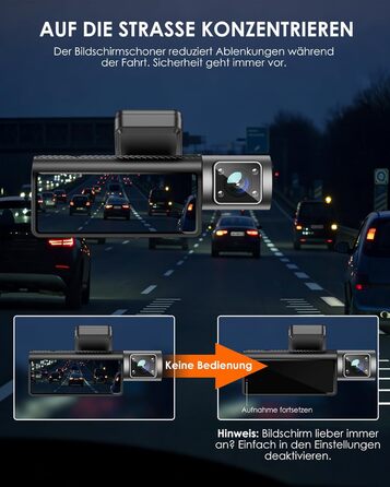 Відеореєстратор iZEEKER 3-канальний 4K з картою 32GB: передній, задній, внутрішній, WiFi 6, нічна зйомка