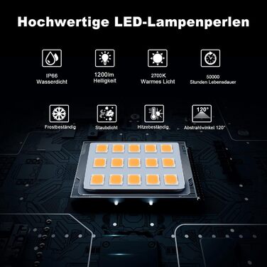 MEIKEE 60W LED Flood Light Outdoor 2700K Warm White 5200LM Super Bright LED Floodlight IP66 Waterproof Spotlight for Garden, Backyard, Driveway, Doors, Garage, Hallway 2 Pieces (15.0 Watt)