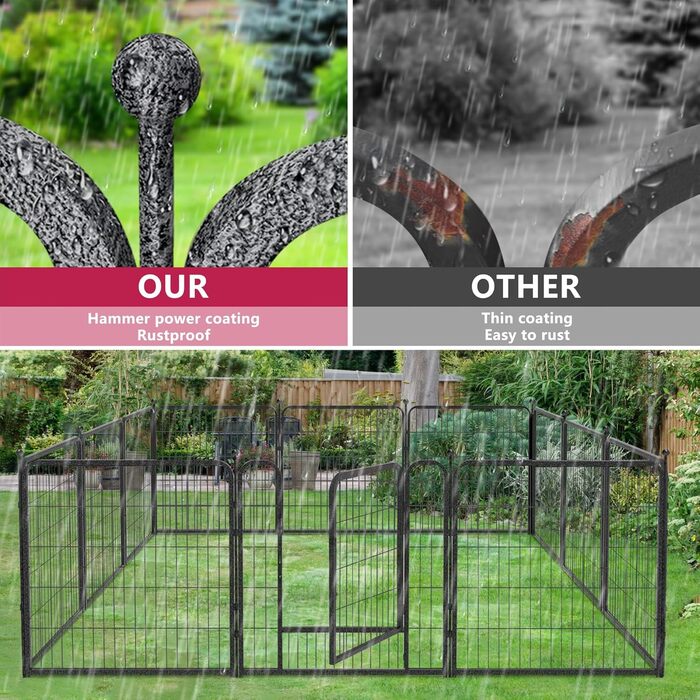 Металевий вольєр для собак на 32 панелі, 81,3 см, для вулиці, портативний, для середніх та маленьких собак