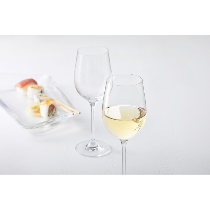 Leonardo Hello+ White Wine Glasses, Set of 6, White Wine Goblets with Drawn Stem, Dishwasher-Safe Wine Glasses, 6 Pieces 300 ml, 061446