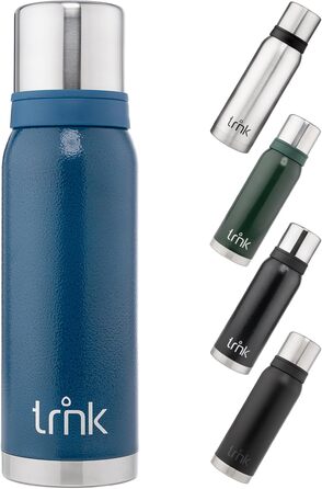 Термос для напоїв TRNK Arktis 2, 1200 мл, нержавіюча сталь, BPA-free, зберігає тепло 32 години, з 2 кришками-чашками, для відпочинку на природі, миється в посудомийній машині (гірське блакитний)