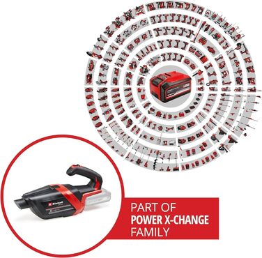 Акумуляторний пилосос ручний Einhell TE-HV 18/06 Li-Solo Power X-Change (18V, 72 мбар, насадки в комплекті, 0.6 л, без акумулятора)