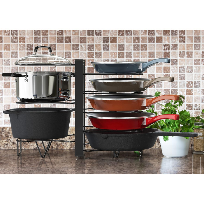 Організатор для каструль та сковорідок Simple Houseware з 8 відділеннями, регульована висота, чорний