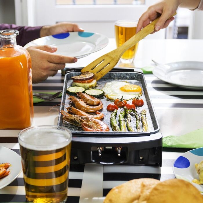 Cecotec Electric Grill Plate with Removable Parts - 1800W - Non-Stick Aluminum Teflon Coated Grill Pan - Dishwasher Safe - Adjustable Thermostat - Large Cooking Surface